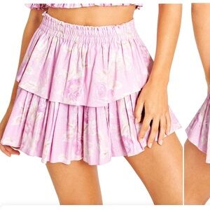 LoveShackFancy Ruffle Linen Blend Mini Skirt